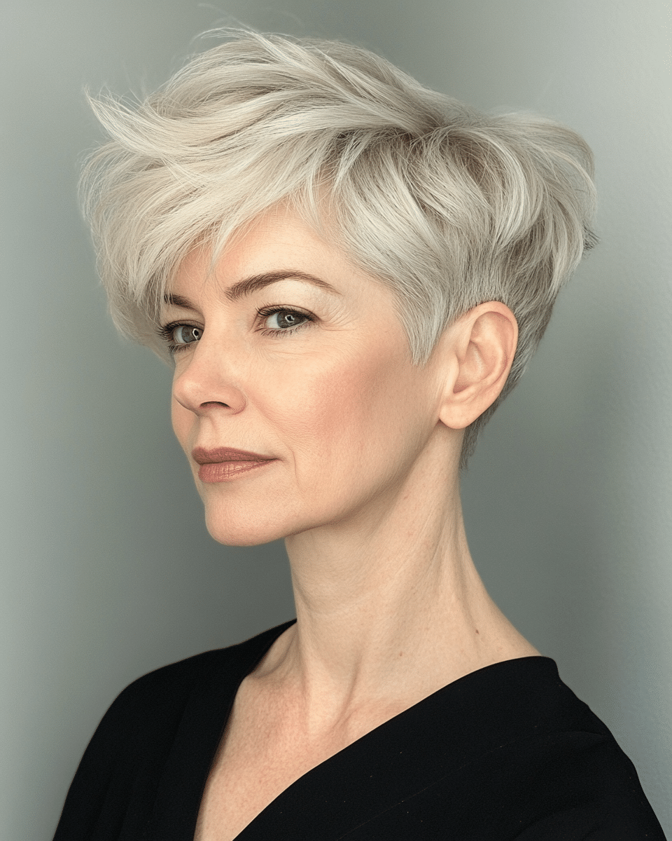 khaoula0921_A_STILL_OF_AN_OLD_WOMAN_Asymmetrical_Pixie_Cut_A__6c0a95da-8ed9-4380-be34-23494f98e8ee_0 10 Pixie Haircuts for Older Women with Fringe: Layered Honey Blonde Pixie with Feathered Texture