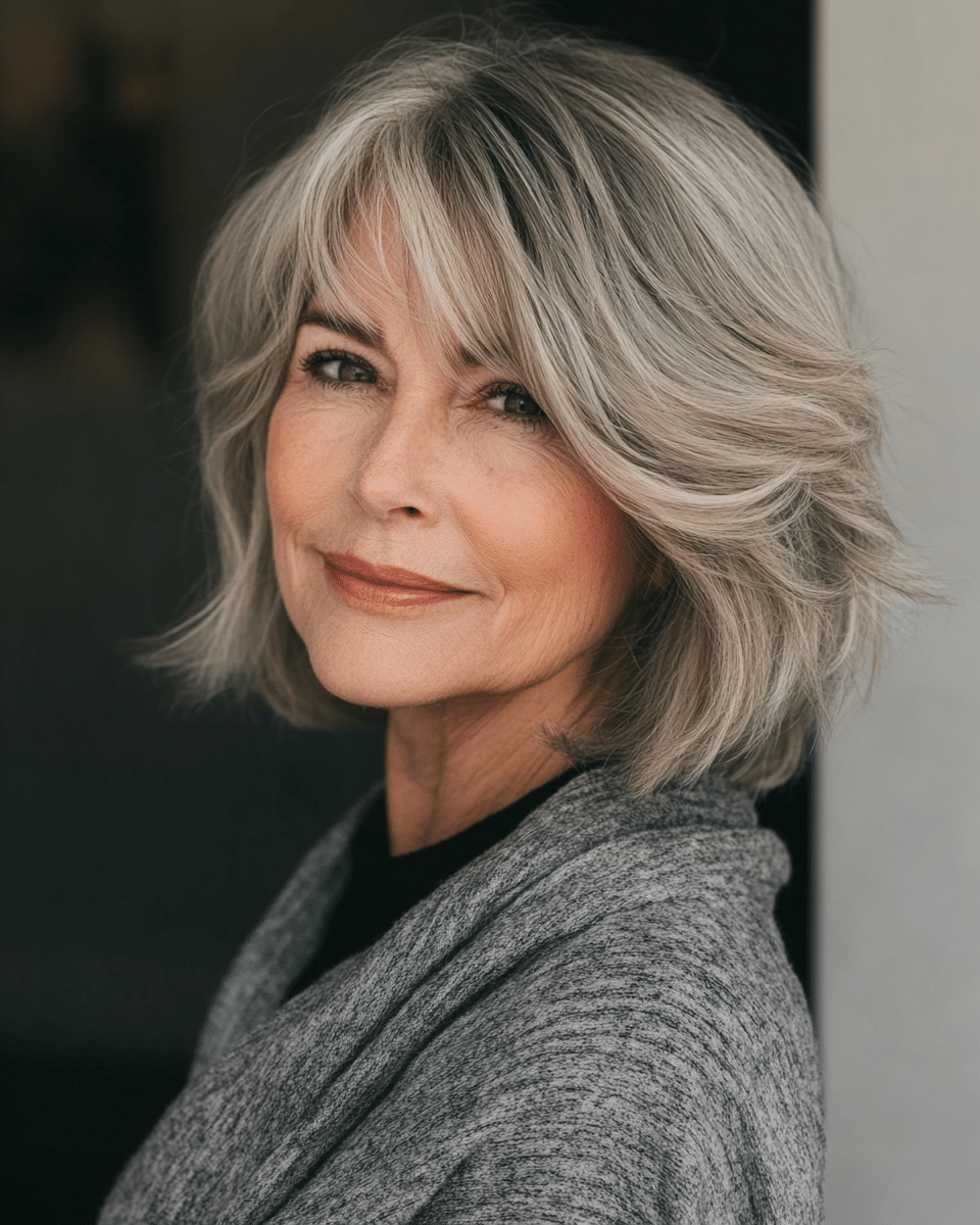 khaoula0921_A_STILL_OF_AN_OLD_WOMAN_FEMALE_WITH_Feathered_Bob_48397382-364f-4b3c-aee4-5fbd9fd97bad_1 13 Gorgeous Short Haircuts for Women Over 40 That You Need to See in 2025