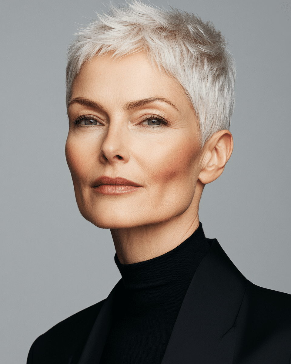 khaoula0921_A_STILL_OF_AN_OLD_WOMAN_FEMALE_WITH_Sleek_Sculpte_aadd2495-409b-4768-9478-75359f35fb92_0 13 Gorgeous Short Haircuts for Women Over 40 That You Need to See in 2025