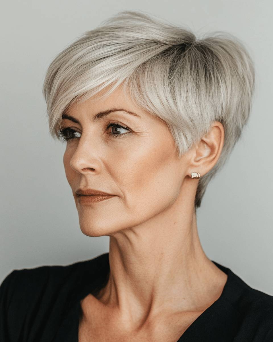 khaoula0921_A_STILL_OF_AN_OLD_WOMAN_FEMALE_WITH_Sleek_Side-Sw_fa6aac04-1167-4dc3-a3b8-2413577f1674_1 Top 13 Short Hairstyles for Women Over 60: Look Stylish and Youthful