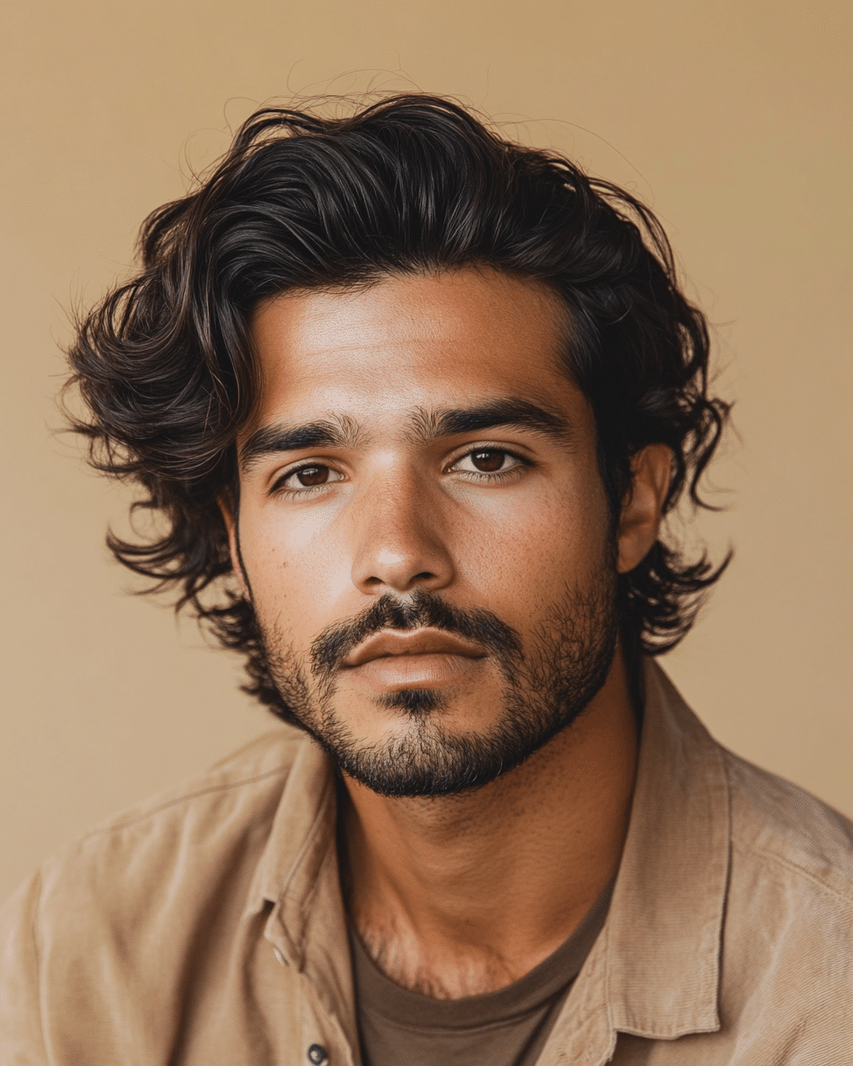 khaoula0921_A_STILL_OF_A_MAN_WITH_Classic_Curtain_Waves_A_mod_cb166c8b-b7a8-482f-9f96-f926d7bf9e5e_0 Effortlessly Stylish: Top Wavy Hairstyles for Men