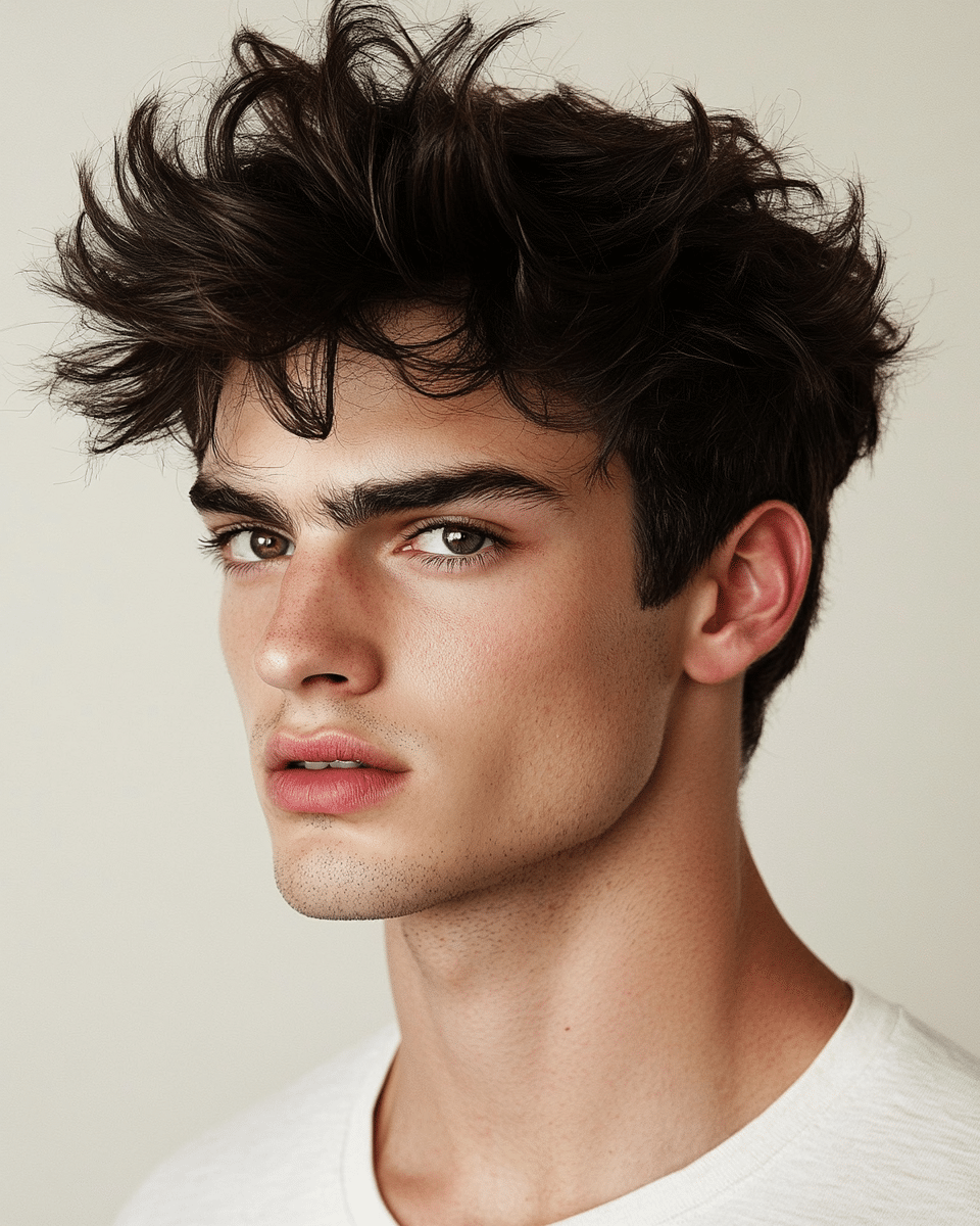 khaoula0921_A_STILL_OF_A_MAN_WITH_Voluminous_Crop_with_Sharp__0a44401e-c6c5-48c4-949f-e81a980ea814_3 Male Hairstyles: Wavy Curtain Haircut for Effortless Charm