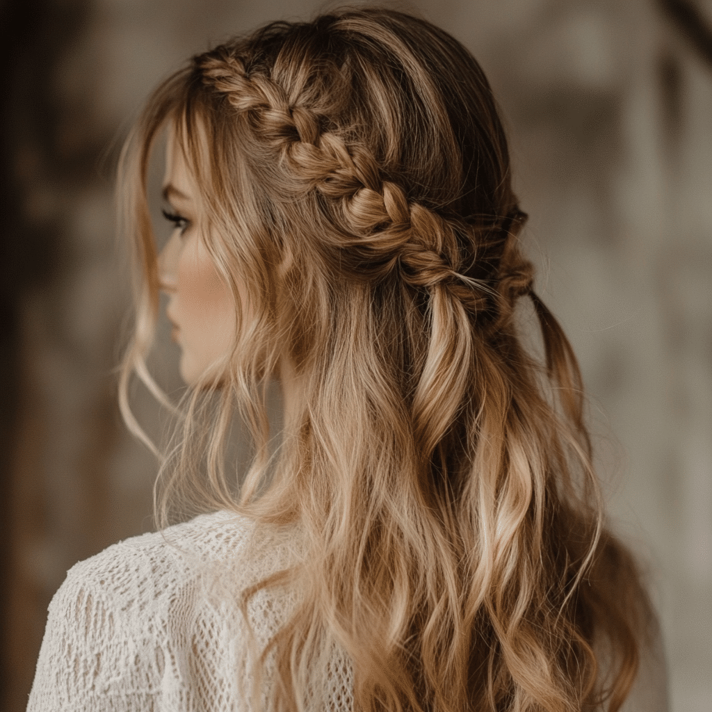 khaoula0921_A_STILL_OF_Half-Up_Braided_Crown_Two_small_braids_680015e6-78d4-42dc-817c-b53c011abb88_1 10 Effortlessly Chic Hairstyles for a Bohemian Look