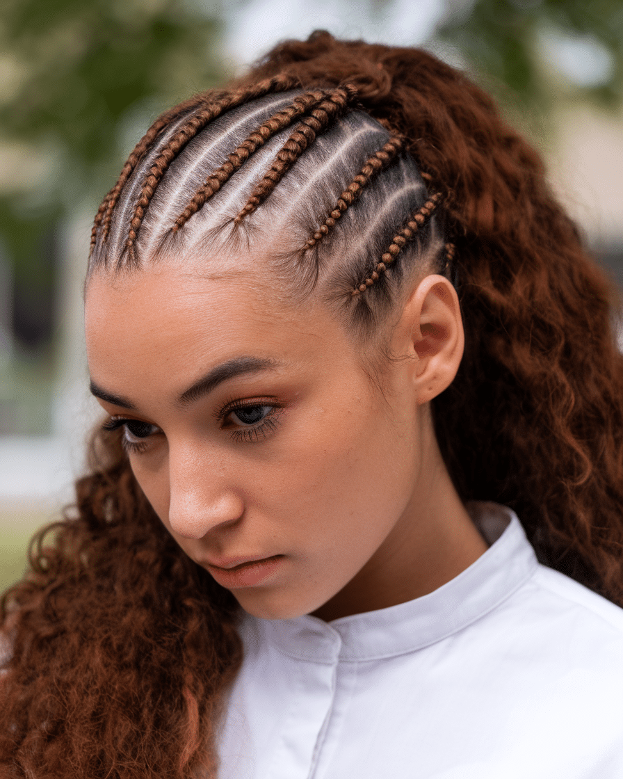 Top 25 Stunning Braids Hairstyles: Black Cornrows with Curls