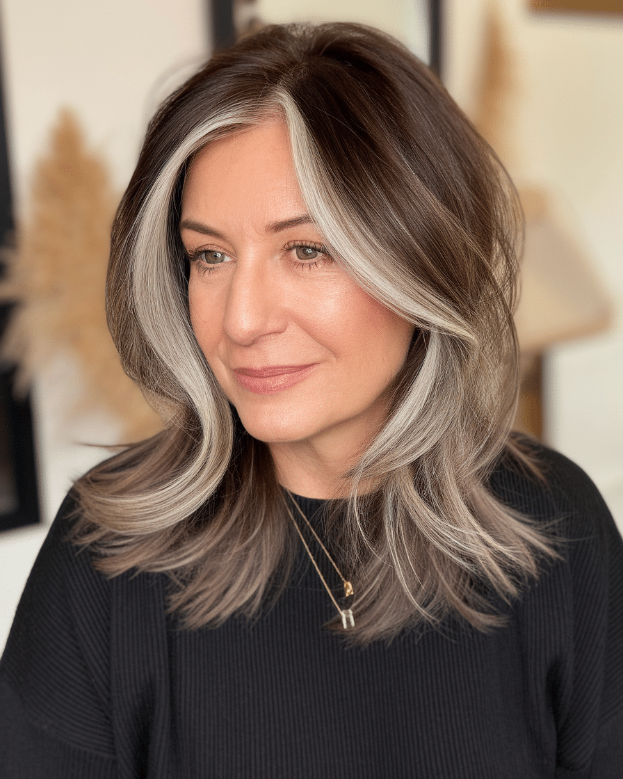 17 Gray Highlights for Brown Hair Over 50: Stylish Ways to Look Chic