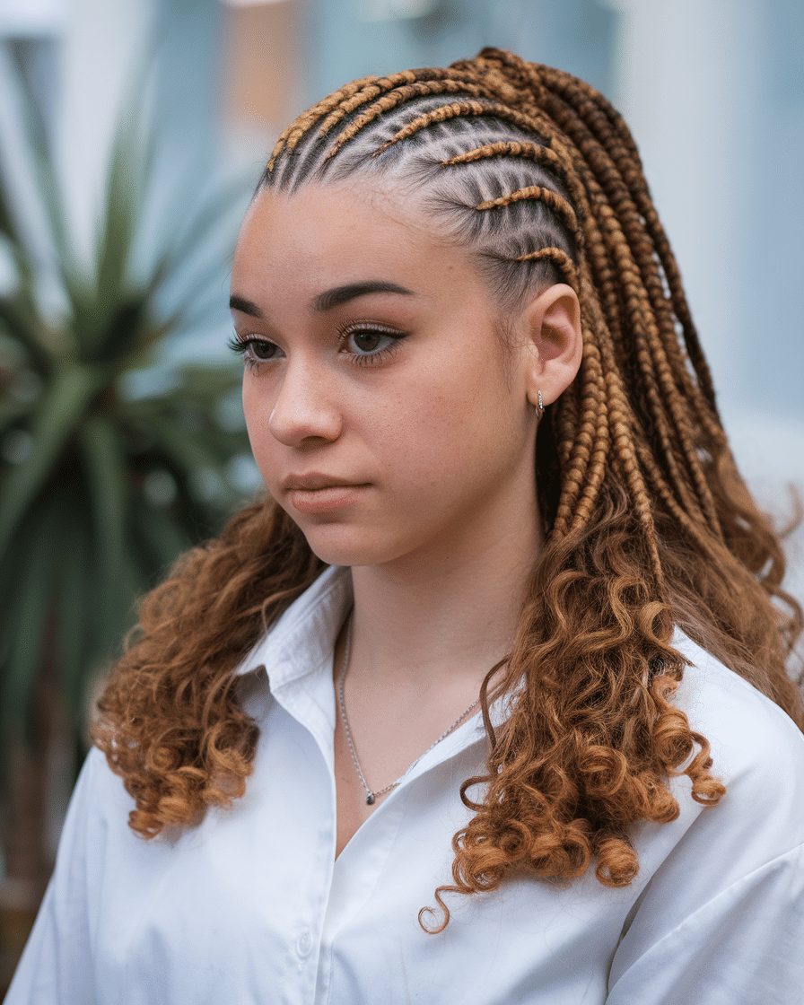 Top 25 Stunning Braids Hairstyles: Black Cornrows with Curls