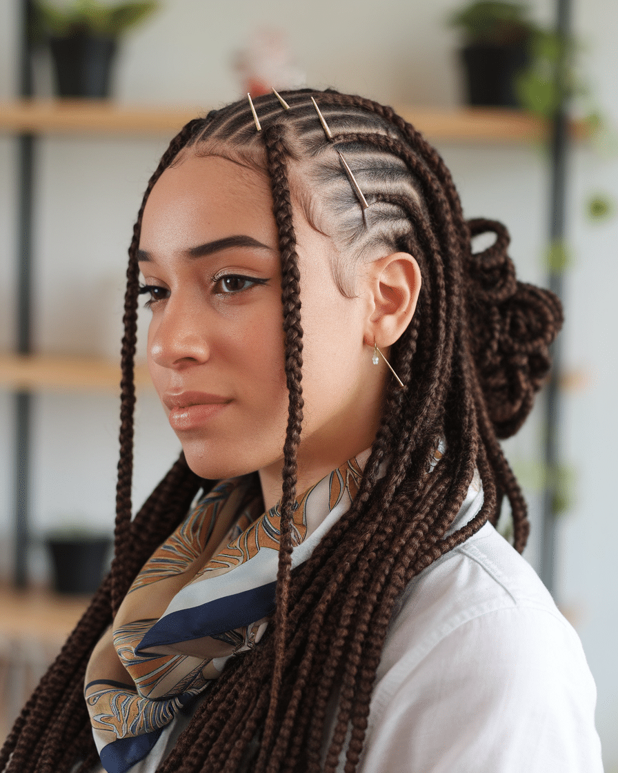 Top 25 Stunning Braids Hairstyles: Black Cornrows with Curls