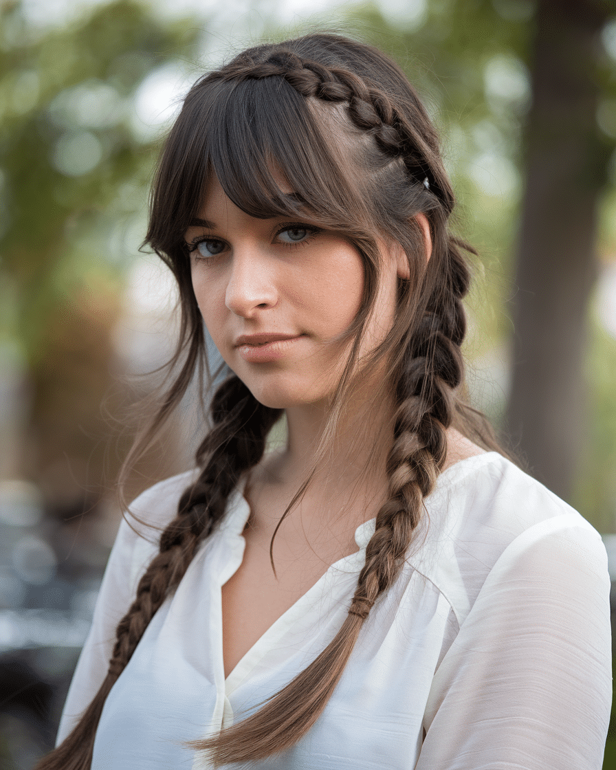 a-medium-shot-of-a-young-female-woman-wi_IEpaLUK4T1WXiF26IQ0OMA_uqgdMxfyQL68Q_NnmmDY4g 20 Stylish Weddings Haircuts with Bangs