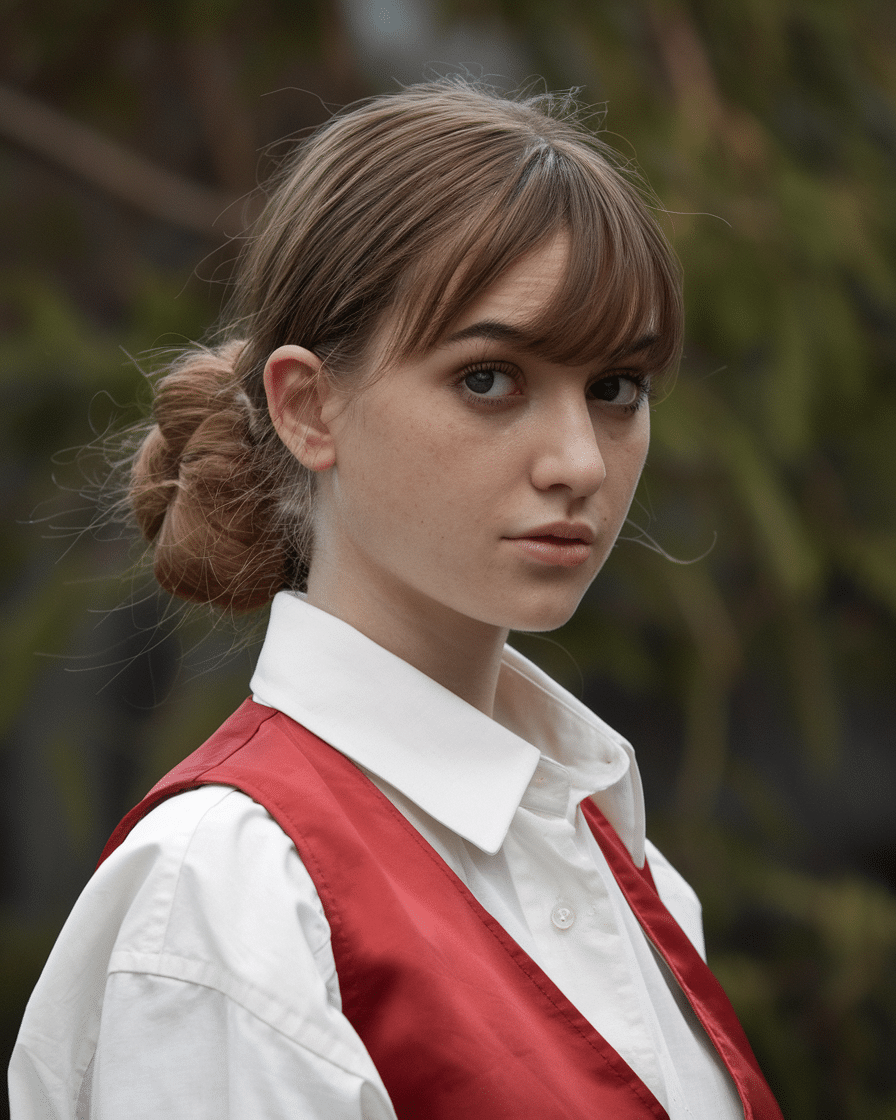 a-medium-shot-of-a-young-female-woman-wi_uDQF5DvdQ7OgQCe5IOmDAw_DMvp1jNGS6iLCwMOy_kFlg 20 Stylish Weddings Haircuts with Bangs