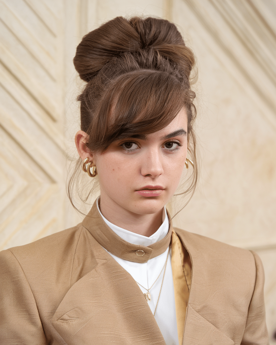 a-photo-of-a-young-female-with-a-bouffan_YwEnqRmiRged-z4OHF2Gkw_byQt9uAYTSaxDVJLHy9wjg 20 Trendy Timeless Bridesmaid Hair with Medium Bangs