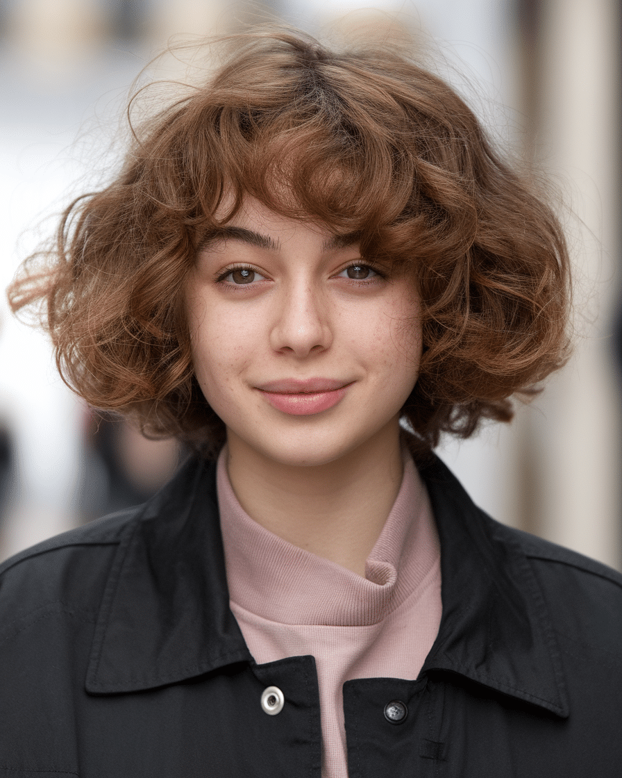 22 Chin-Length Hairstyles for Curly-Haired Women