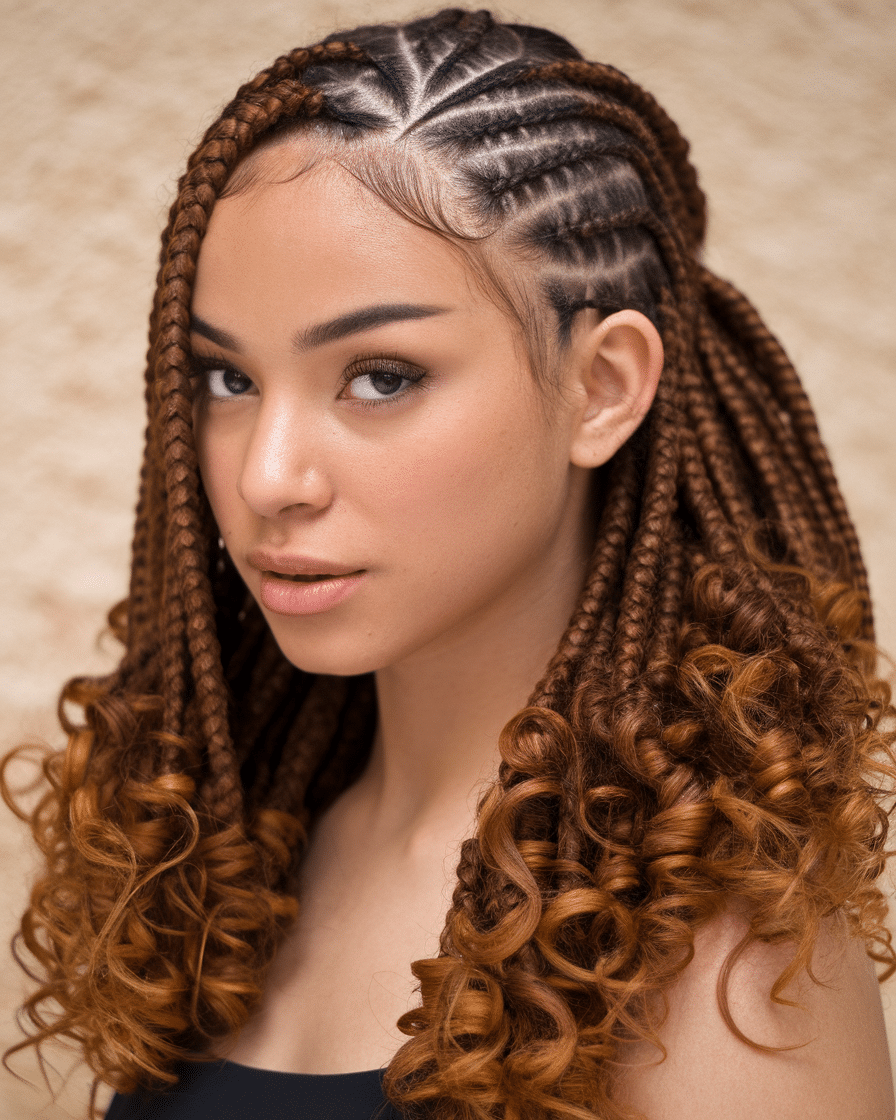 Top 25 Stunning Braids Hairstyles: Black Cornrows with Curls