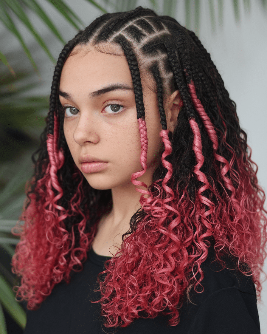 Top 25 Stunning Braids Hairstyles: Black Cornrows with Curls