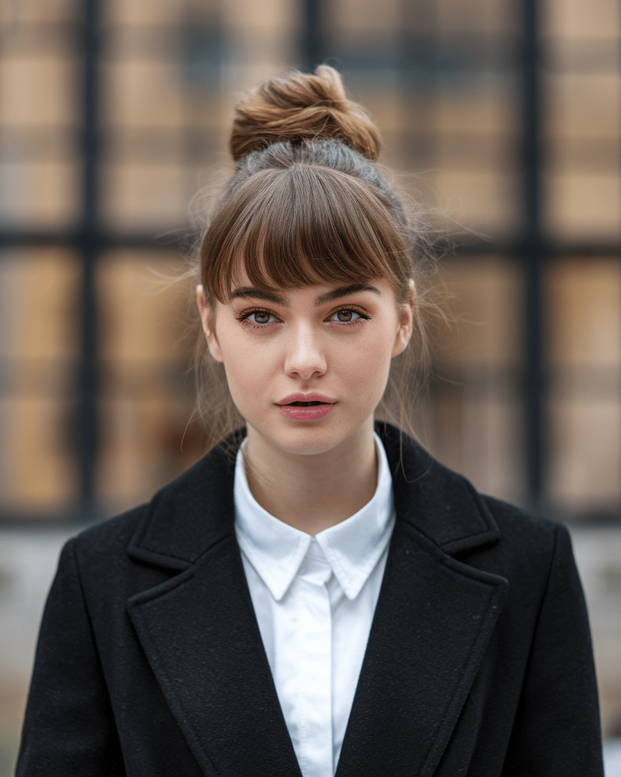 a-photo-of-a-young-female-woman-with-a-c_TwMx3Al0TnixYP9wMhmE4Q_CLD2P9eSQDy_-H-DGyS0Jg 20 Trendy Timeless Bridesmaid Hair with Medium Bangs