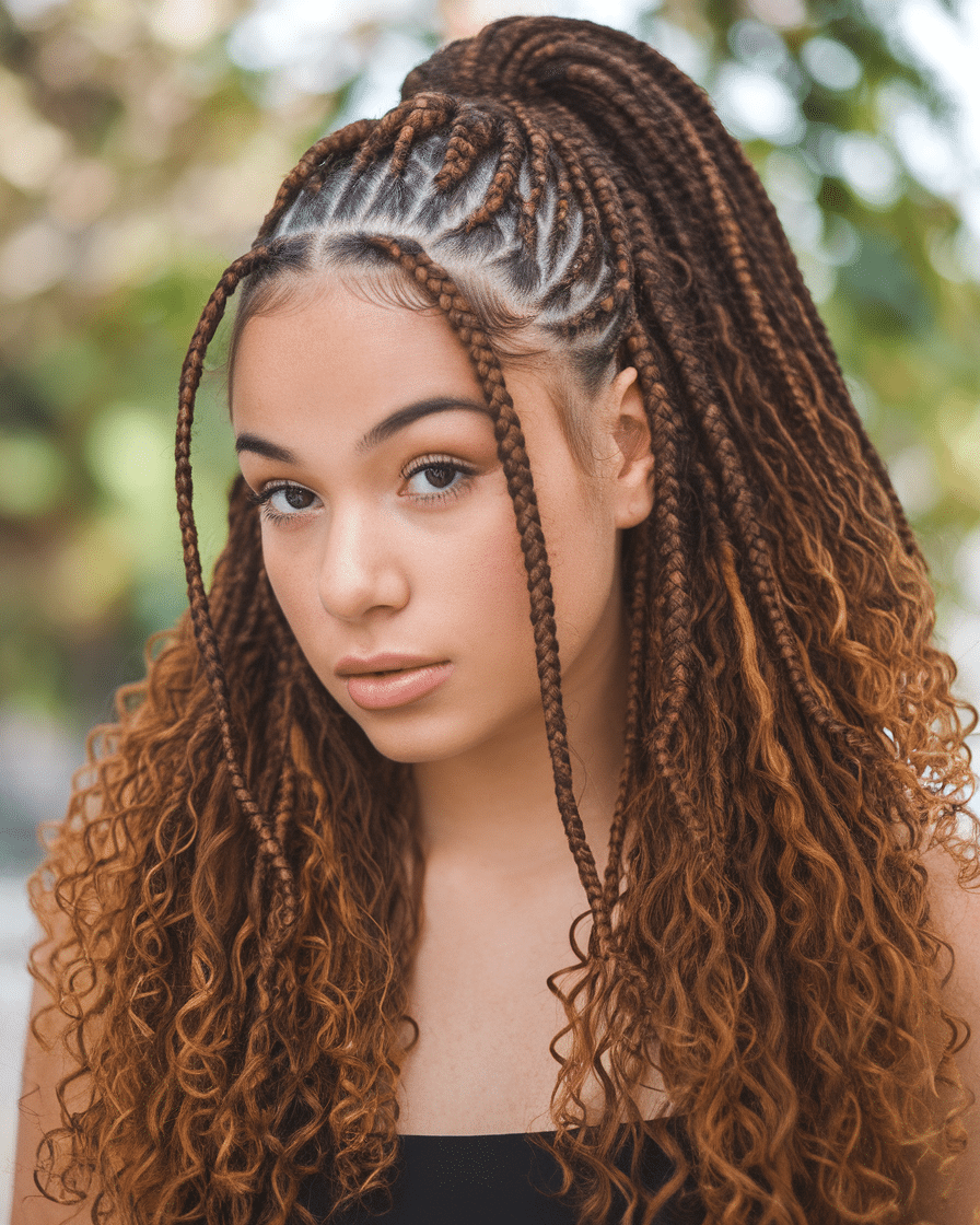 Top 25 Stunning Braids Hairstyles: Black Cornrows with Curls