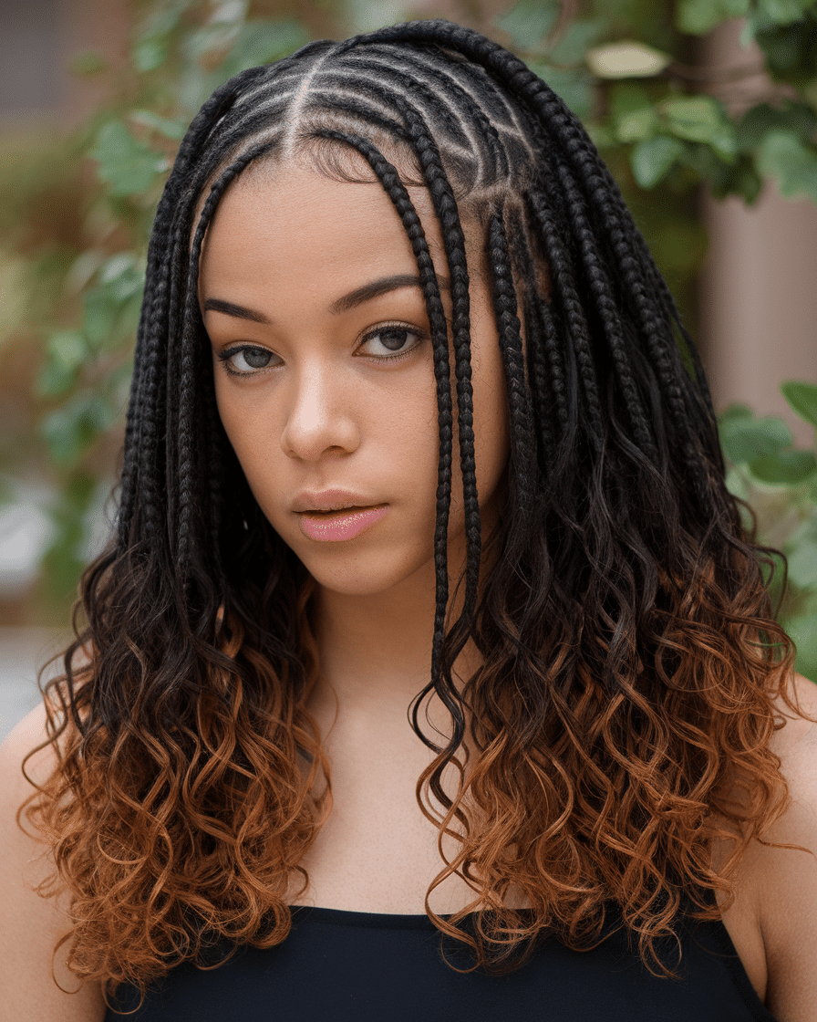 Top 25 Stunning Braids Hairstyles: Black Cornrows with Curls