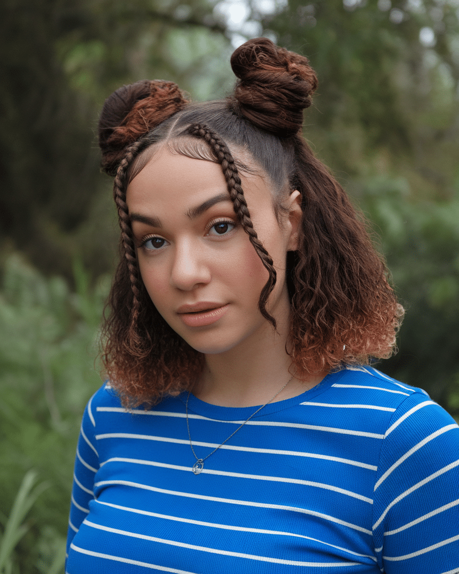 Top 25 Stunning Braids Hairstyles: Black Cornrows with Curls