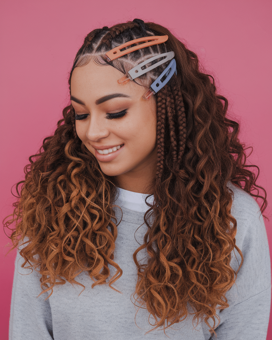 Top 25 Stunning Braids Hairstyles: Black Cornrows with Curls