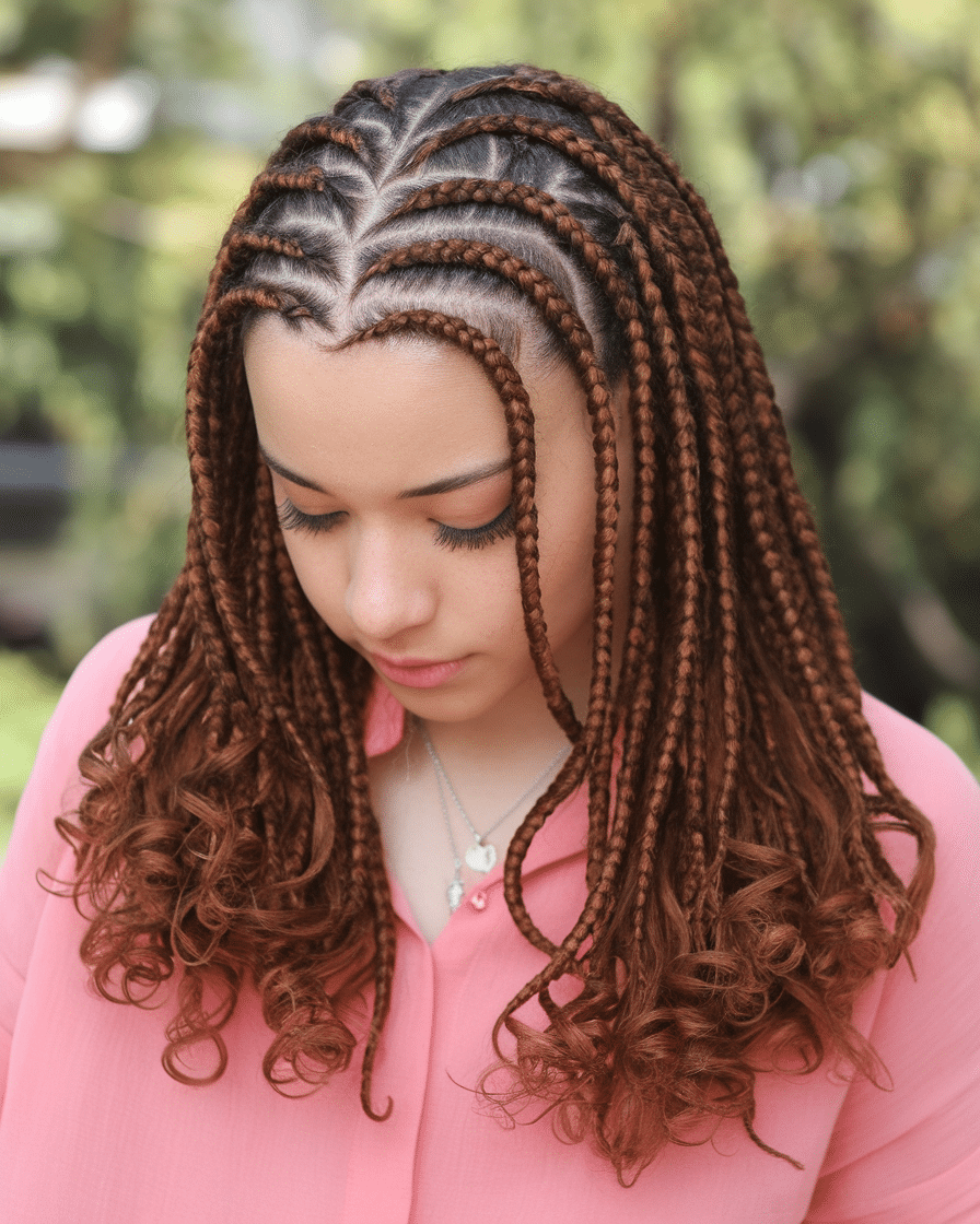 Top 25 Stunning Braids Hairstyles: Black Cornrows with Curls