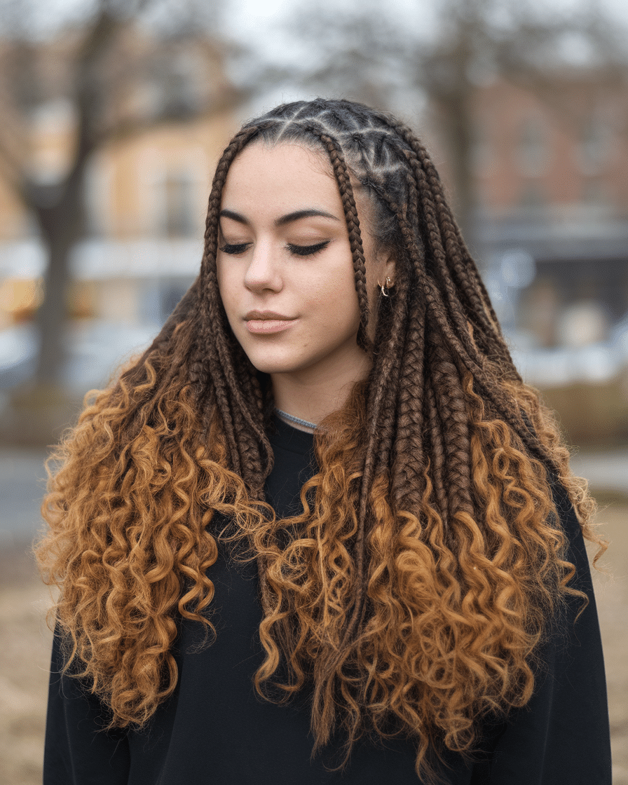 Top 25 Stunning Braids Hairstyles: Black Cornrows with Curls