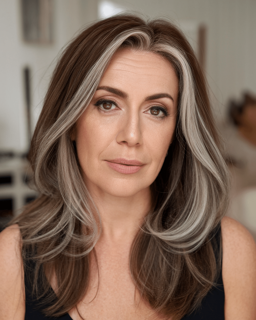 17 Gray Highlights for Brown Hair Over 50: Stylish Ways to Look Chic