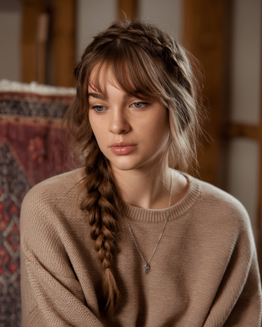 a-still-of-a-young-female-woman-with-a-l_O2LoyOTuRS2lQiuKeAbW0g_2ARbs6VHT0S7z06iGwo5eQ 20 Trendy Timeless Bridesmaid Hair with Medium Bangs