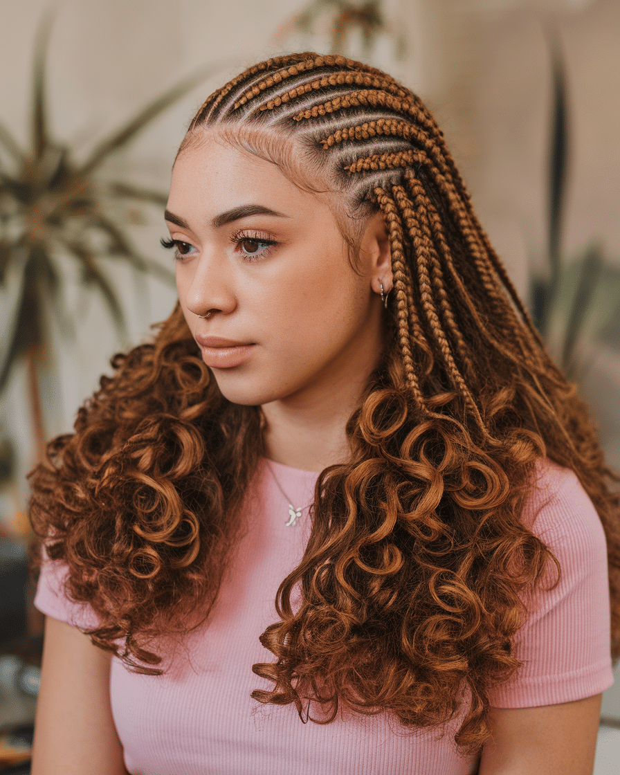 Top 25 Stunning Braids Hairstyles: Black Cornrows with Curls