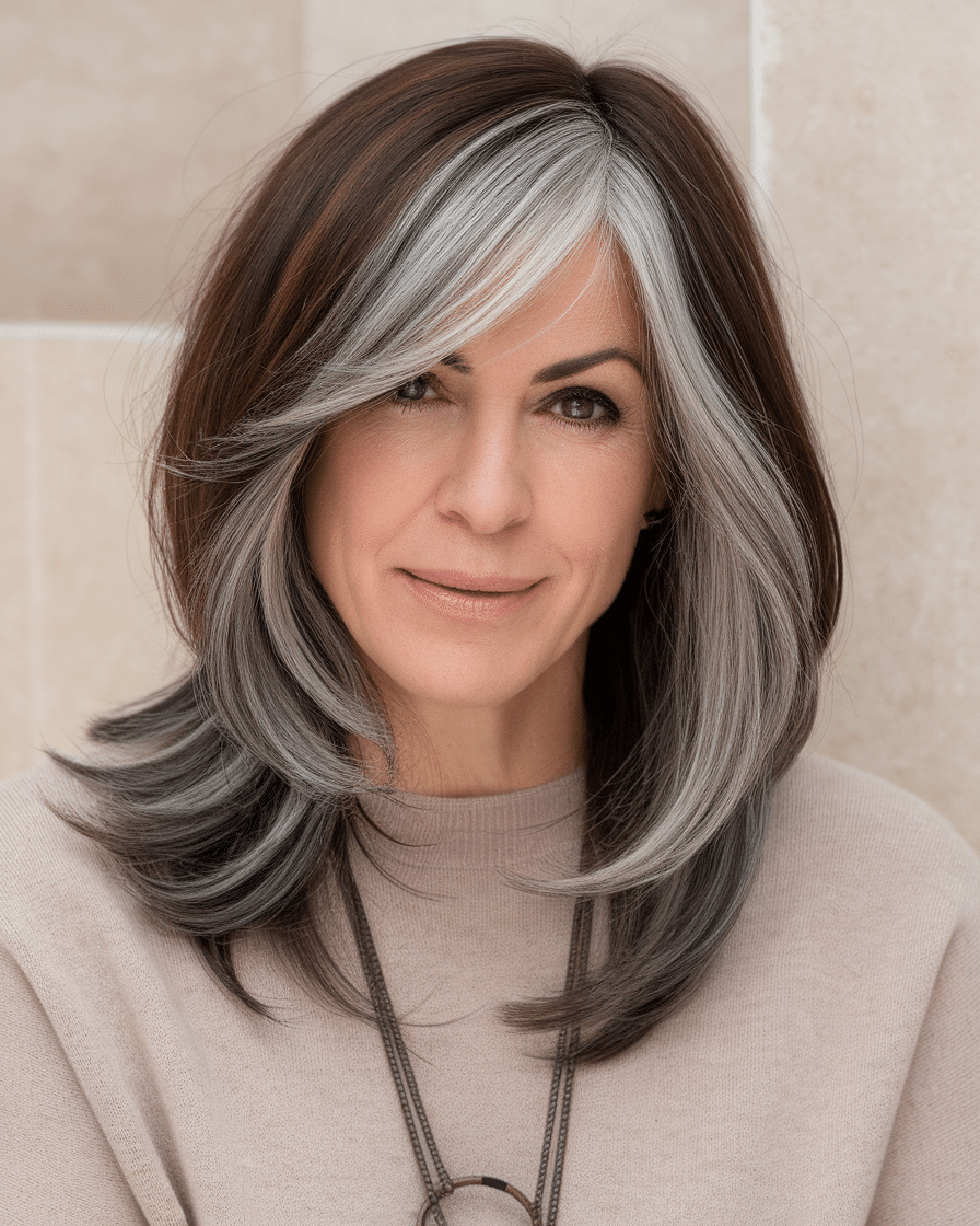 17 Gray Highlights for Brown Hair Over 50: Stylish Ways to Look Chic