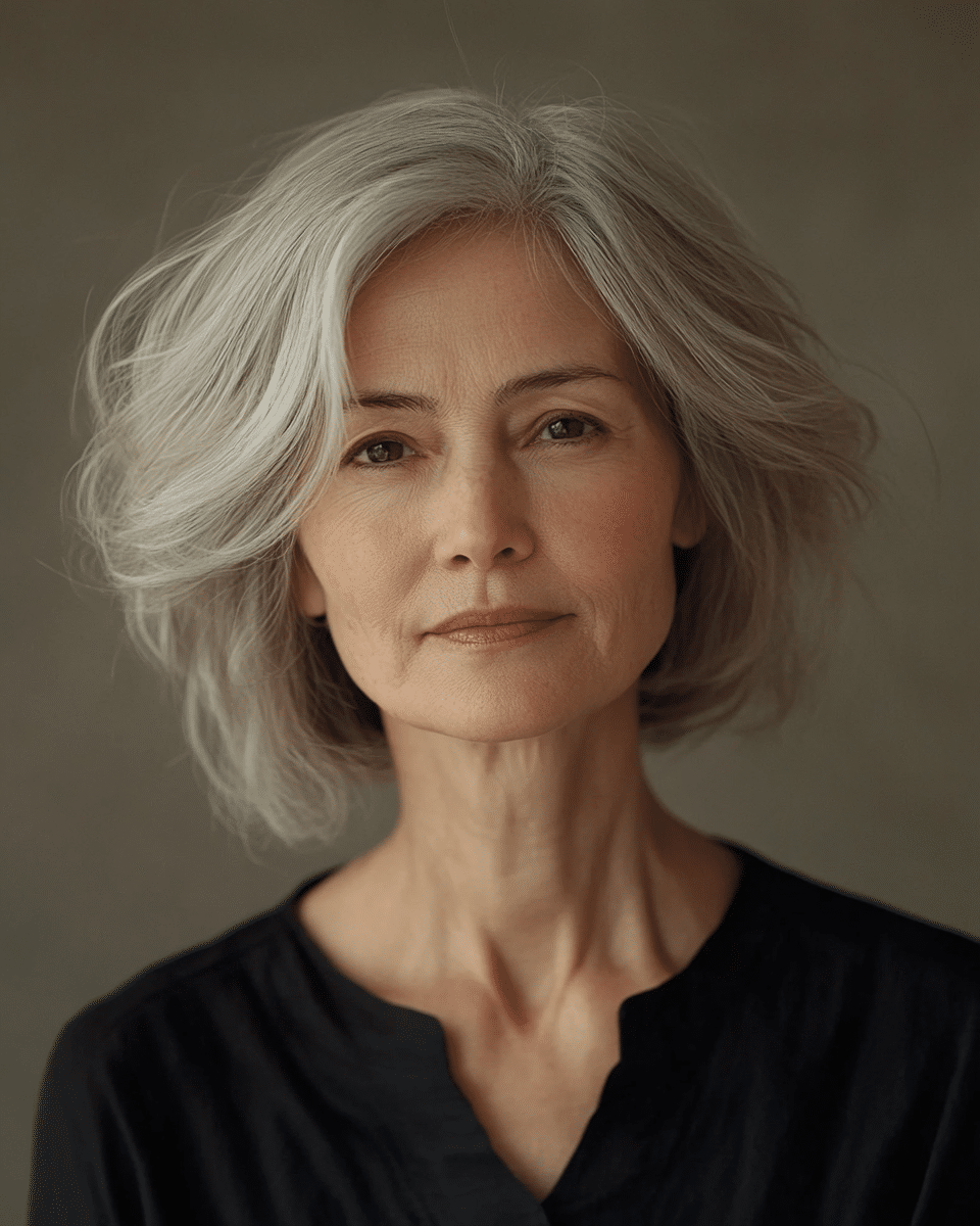 khaoula0921_A_STILL_OF_AN_OLD_WOMAN_FEMALE_WITH_Chic_Layered__4cb9c5bc-3e86-4ab2-9950-9046305385c6_3 12 Easy to Style Silver Fox Haircuts for Active Women