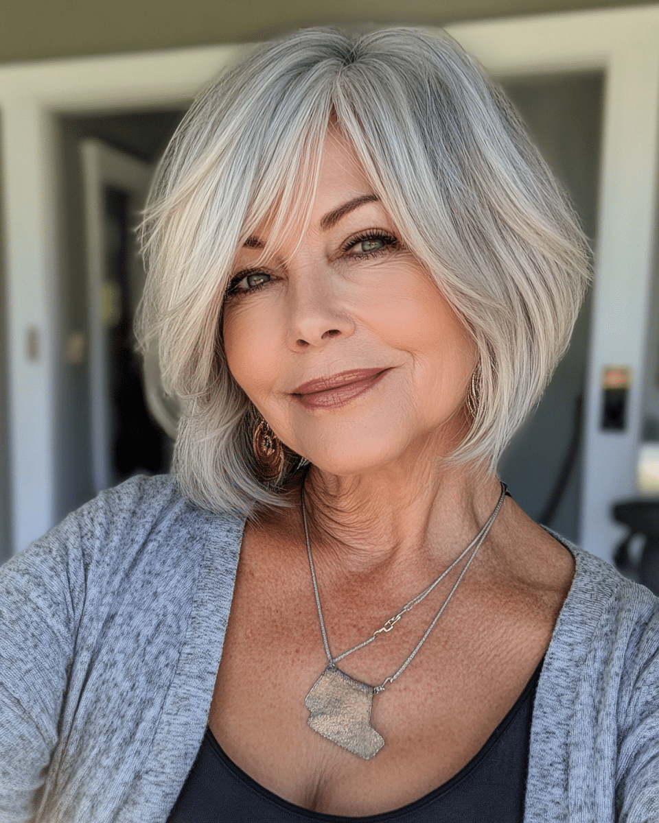 khaoula0921_A_STILL_OF_AN_OLD_WOMAN_FEMALE_WITH_Chic_Silver_L_60d76a7f-83d1-4a16-9112-f973730b567b_0 12 Easy to Style Silver Fox Haircuts for Active Women
