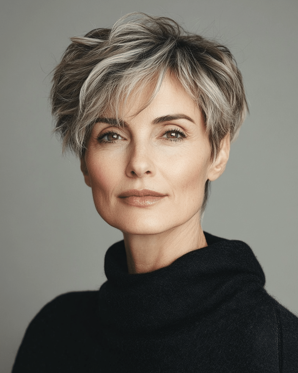 khaoula0921_A_STILL_OF_AN_OLD_WOMAN_FEMALE_WITH_Chic_Textured_23a1c5b4-b402-470a-a0dd-1b7251544e7a_0 12 Easy to Style Silver Fox Haircuts for Active Women