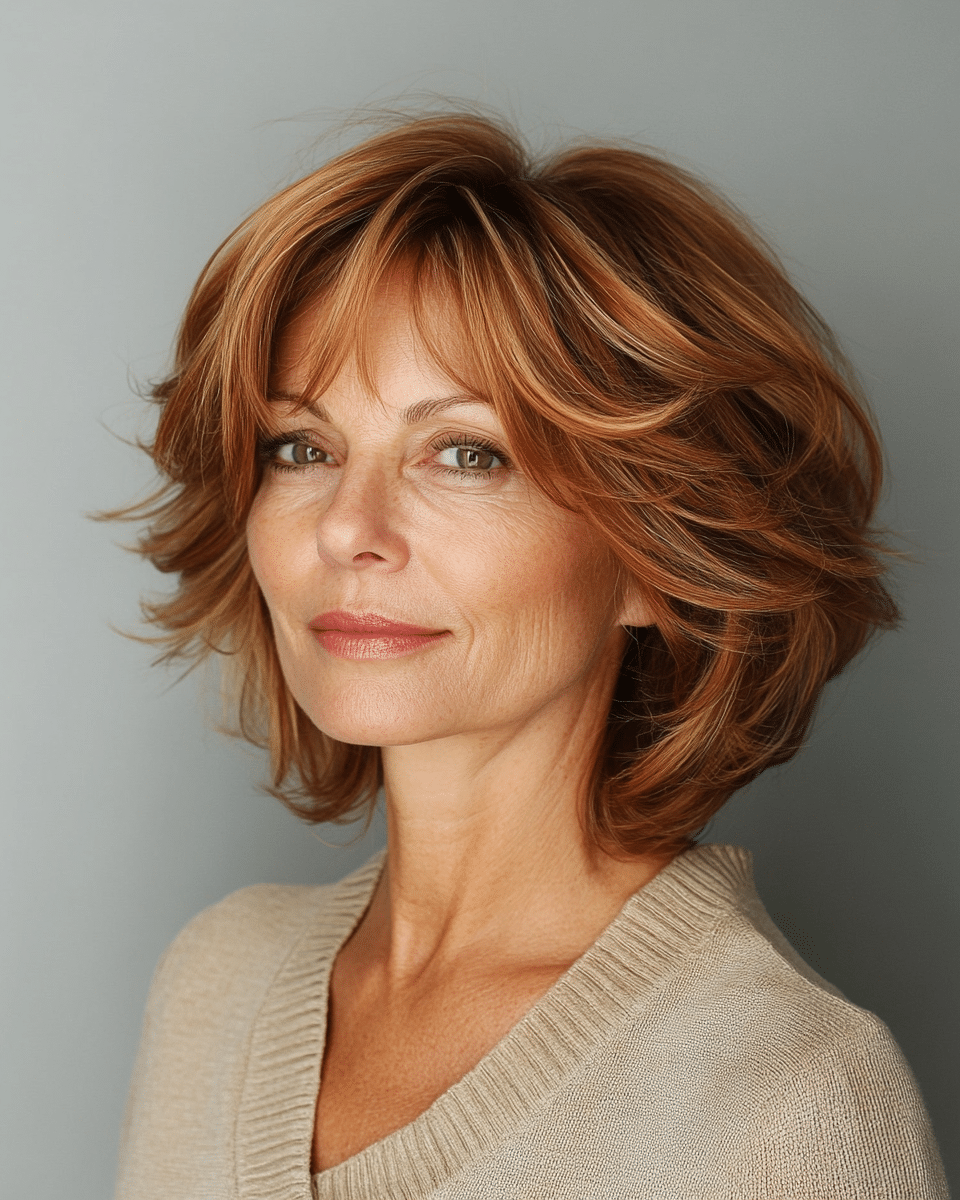khaoula0921_A_STILL_OF_AN_OLD_WOMAN_FEMALE_WITH_Layered_Bob_L_348af6cc-fb08-4586-acc4-14c6d36ba580_0 Top 16 Stylish Short Hairstyles for Women Over 50