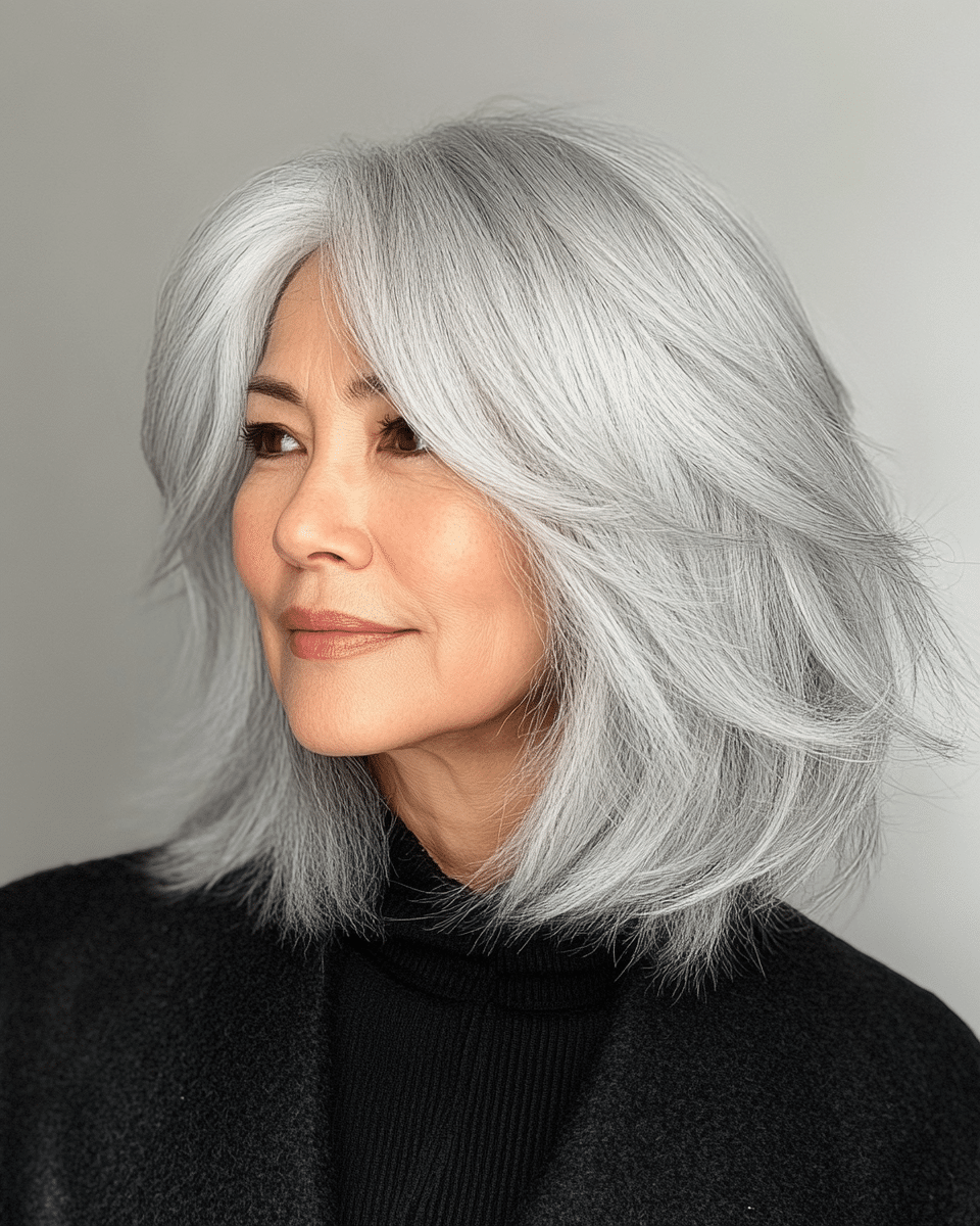 khaoula0921_A_STILL_OF_AN_OLD_WOMAN_FEMALE_WITH_Silver_Gray_B_e2bf2465-644a-46cc-91dc-c25267b3b926_1 12 Easy to Style Silver Fox Haircuts for Active Women