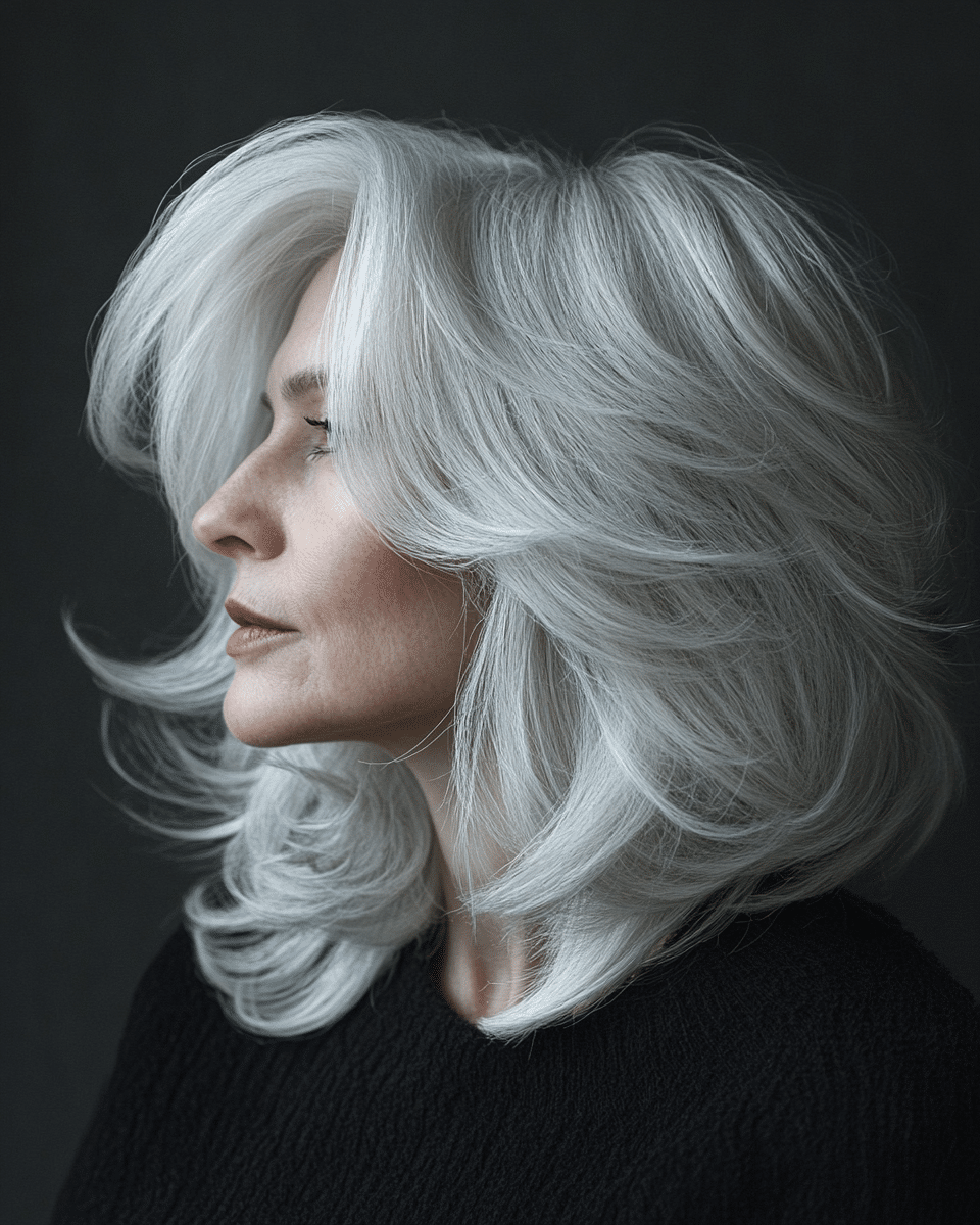 khaoula0921_A_STILL_OF_AN_OLD_WOMAN_FEMALE_WITH_Silver_Layers_7f6bb53e-c756-4fba-aba6-41ec24f54993_0 12 Sassy and Sophisticated Hairstyles for Mature Women