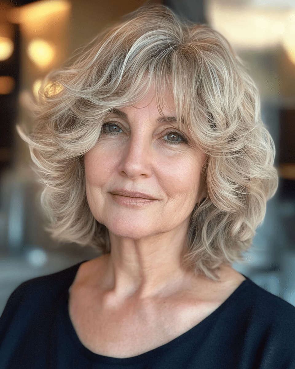 khaoula0921_A_STILL_OF_AN_OLD_WOMAN_FEMALE_WITH_Textured_Shou_9ad4b867-065d-4b52-b09f-28be8cb24e20_3 10 Sexy Chic Medium Wavy Hairstyles for Women Over 60