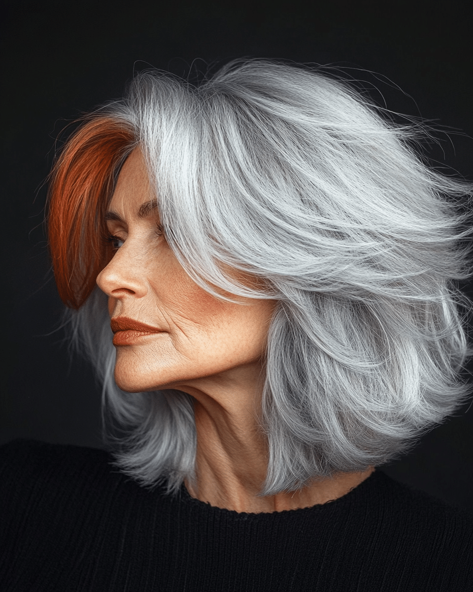 khaoula0921_A_STILL_OF_AN_OLD_WOMAN_FEMALE_WITH_Timeless_Laye_b5e95e90-4bc6-4edc-adf1-df34e72aea22_0 12 Easy to Style Silver Fox Haircuts for Active Women