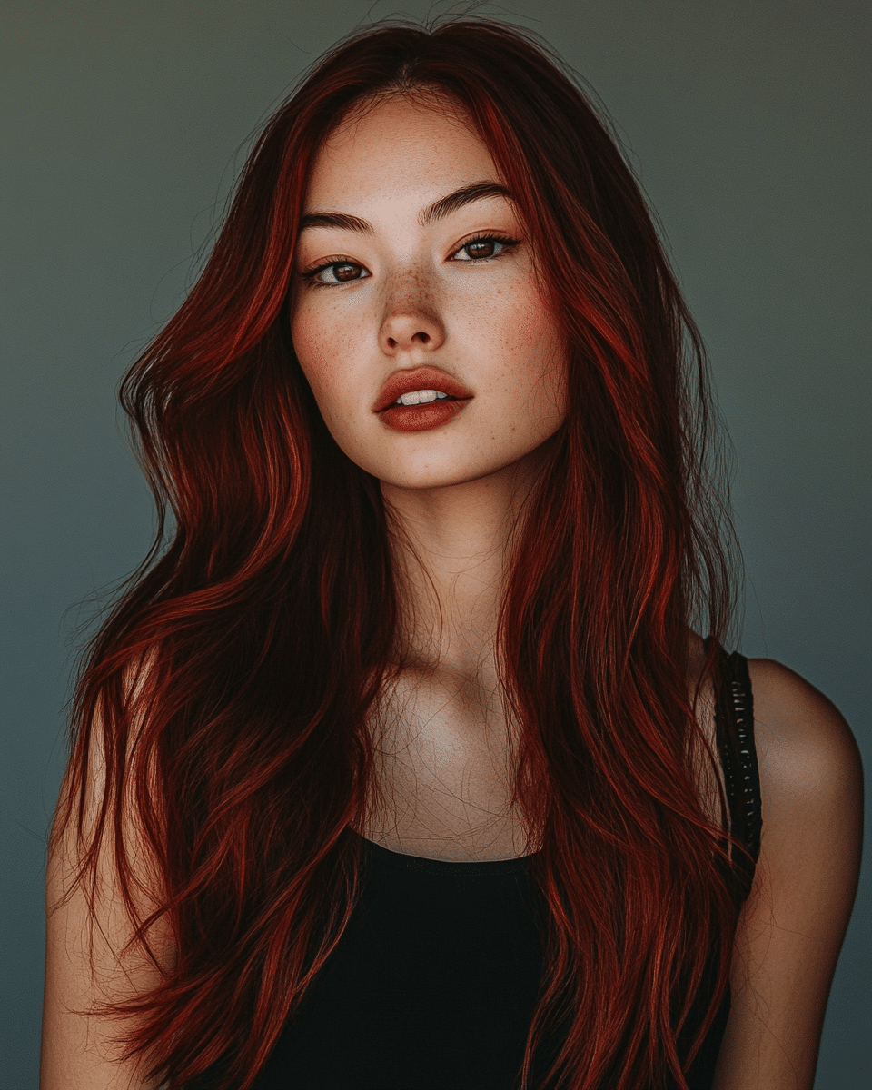 khaoula0921_A_STILL_OF_A_YOUNG_FEMALE_WOMAN_Soft_Waves_with_C_276c6f1b-d2f9-49d6-b9d8-215193c85520_2 17 Cherry Cola Balayage Ideas: Add Depth and Drama to Your Locks