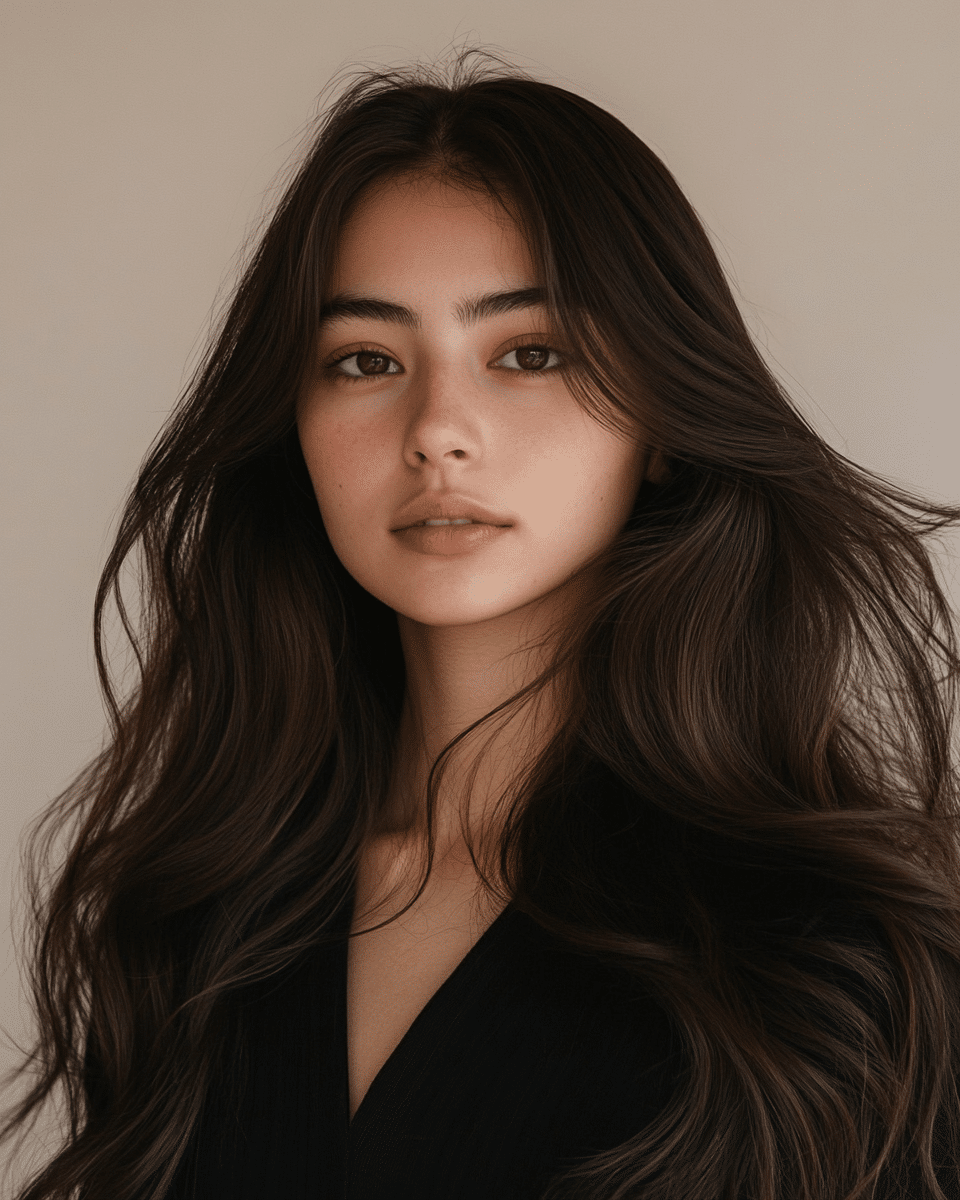 khaoula0921_A_STILL_OF_A_YOUNG_FEMALE_WOMAN_WITHChocolate_Che_13018f90-7e87-4b1e-ad0b-96e9532d1978_1 20 Gorgeous Winter Hair Color Ideas for 2025 to Keep You Cozy and Stylish