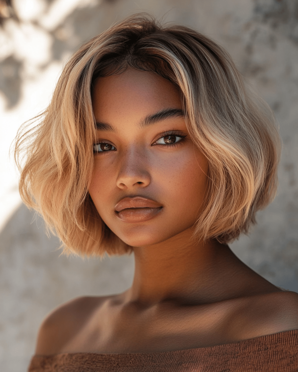 khaoula0921_A_STILL_OF_A_YOUNG_FEMALE_WOMAN_WITH_Blonde_Balay_7143cf53-0cfe-44cf-83ad-cd86d7724bf8_1 22 Stunning Short Hairstyles for Women in 2025