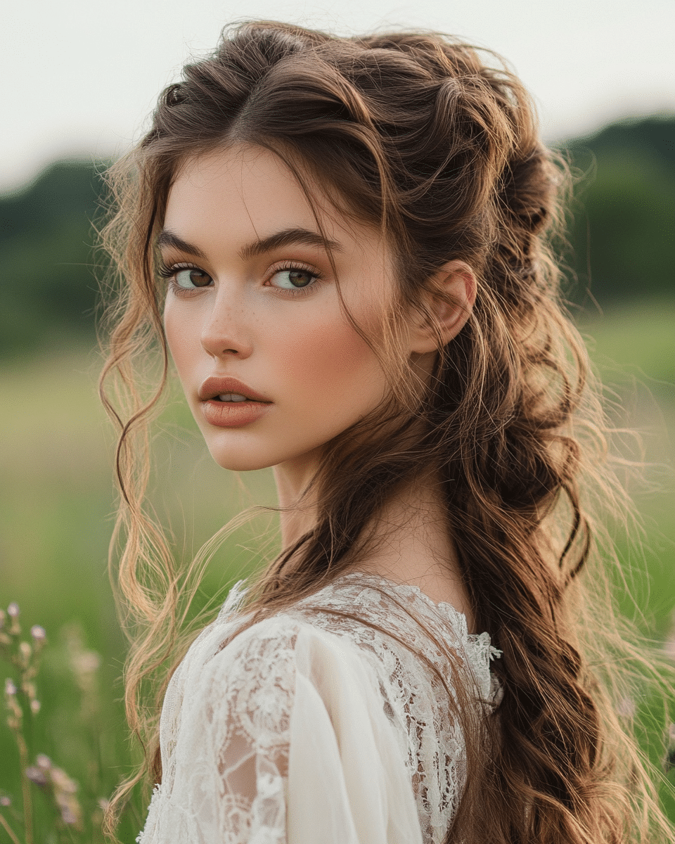 khaoula0921_A_STILL_OF_A_YOUNG_FEMALE_WOMAN_WITH_Bohemian_Bre_b2a2d804-98e0-4b45-bf3c-ec45791caef3_0 The Half-Up, Half-Down Fairytale: 15 Hairstyles for Prom Night Elegance!
