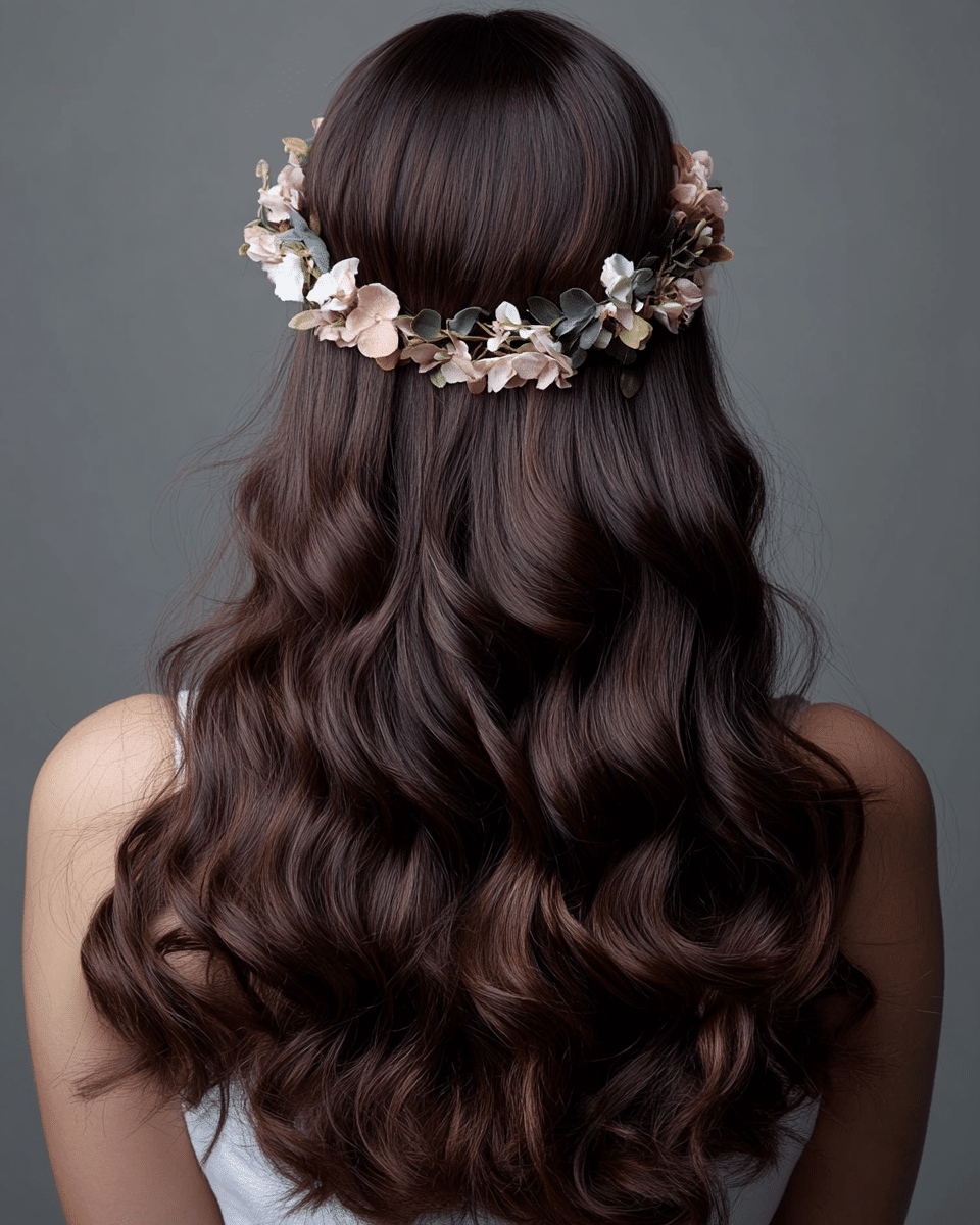 khaoula0921_A_STILL_OF_A_YOUNG_FEMALE_WOMAN_WITH_Chic_Brown_C_c6d86dc6-5beb-470b-95cc-baba94e978f7_2 The Half-Up, Half-Down Fairytale: 15 Hairstyles for Prom Night Elegance!