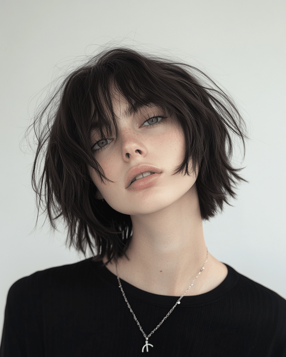 khaoula0921_A_STILL_OF_A_YOUNG_FEMALE_WOMAN_WITH_Choppy_90s_L_d71fb197-f424-44bd-9e68-eb96b9c464a4_3 20 . 90s Layered Haircut Brunette Face Framing Bangs