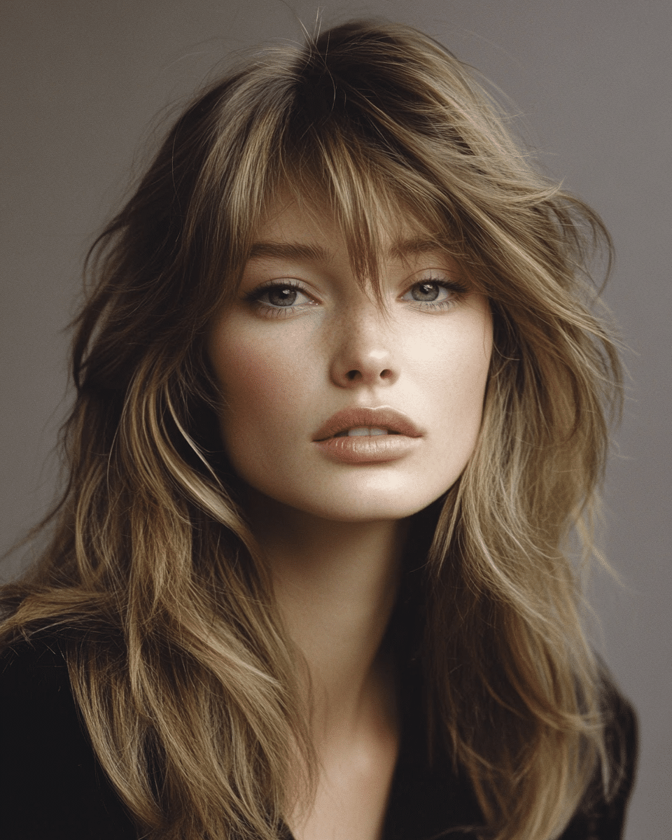 khaoula0921_A_STILL_OF_A_YOUNG_FEMALE_WOMAN_WITH_Classic_90s__5c5a9493-b81a-4be6-858d-de01baaec8c1_3 20 . 90s Layered Haircut Brunette Face Framing Bangs