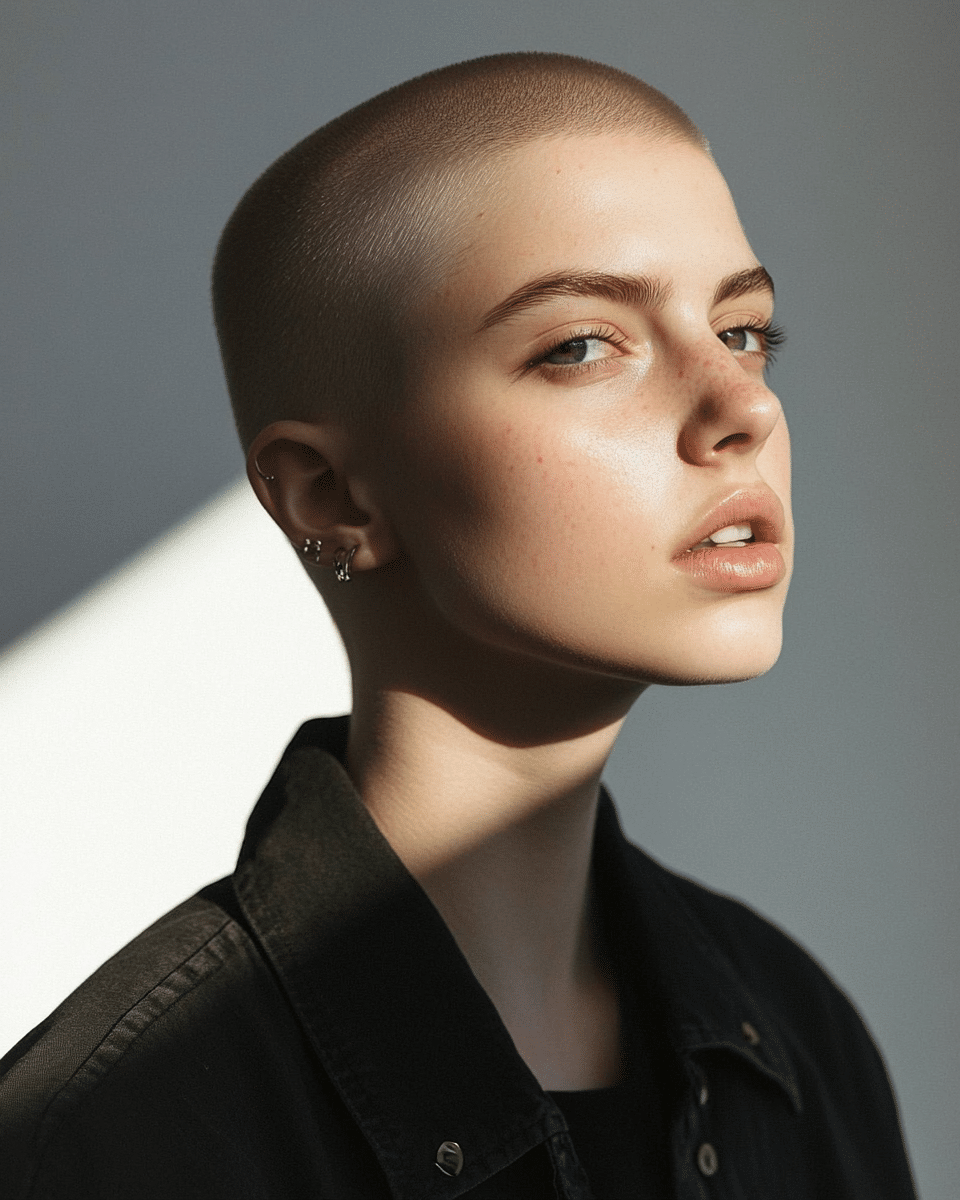 khaoula0921_A_STILL_OF_A_YOUNG_FEMALE_WOMAN_WITH_Edgy_Buzz_Cu_17b5b315-f80e-4052-98b6-ec68d846cf65_0 17 Top Short Haircuts for Thick Hair Women in 2025