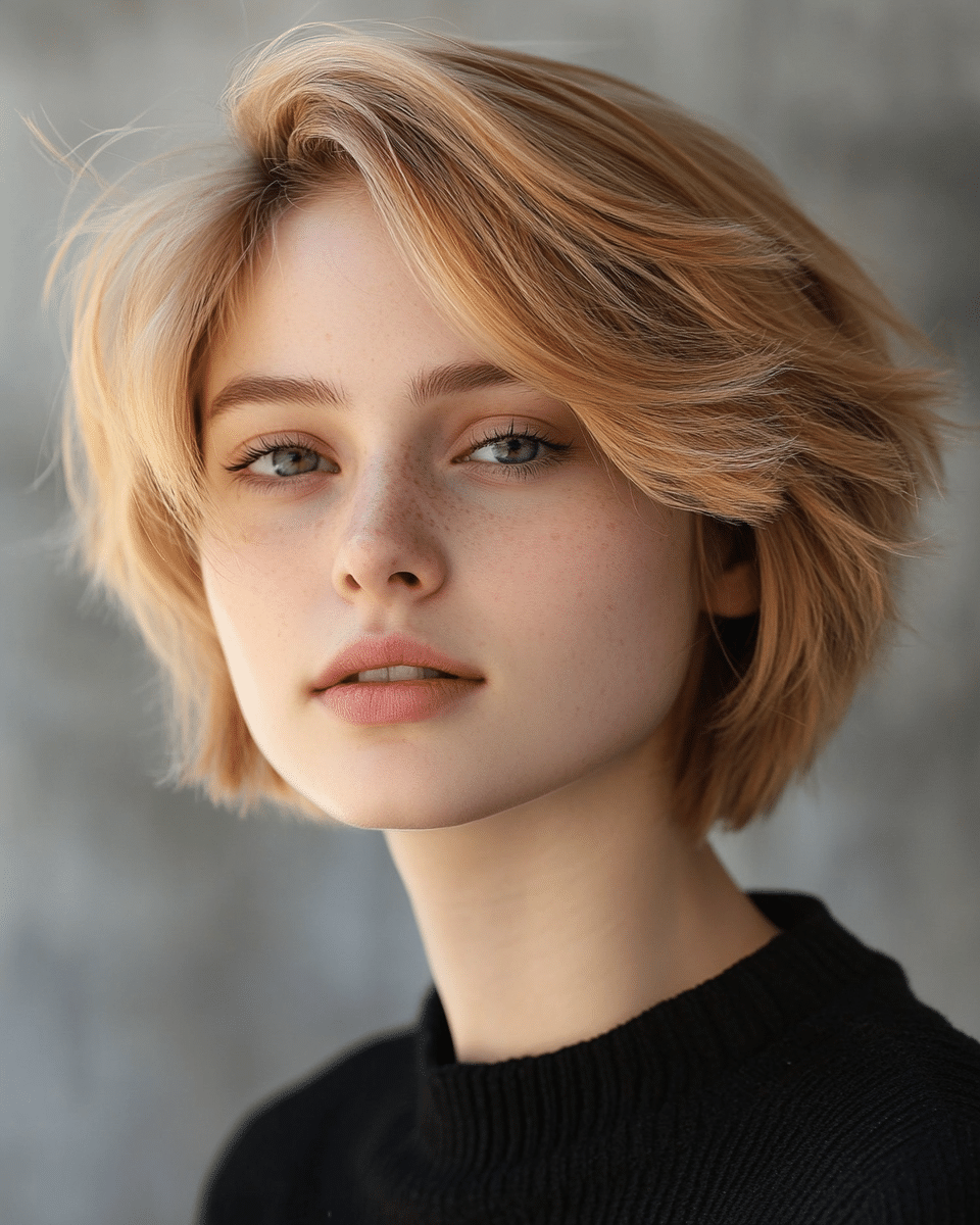 khaoula0921_A_STILL_OF_A_YOUNG_FEMALE_WOMAN_WITH_Feathered_Bo_b0192e4c-b776-4916-a5da-6322e3acd0f2_1 17 Top Short Haircuts for Thick Hair Women in 2025