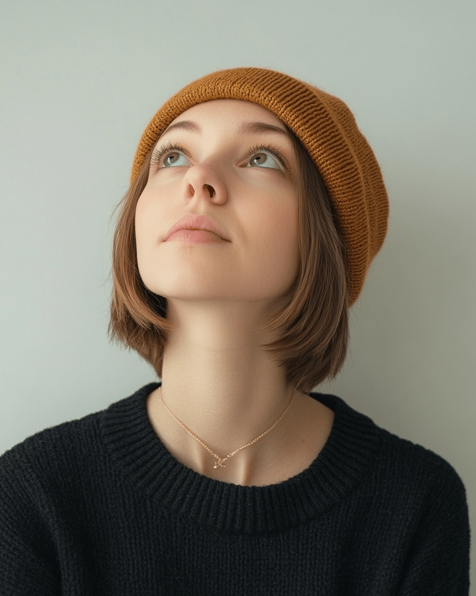 khaoula0921_A_STILL_OF_A_YOUNG_FEMALE_WOMAN_WITH_Short_Bob_wi_6623f420-bca2-4448-8ffc-d9ebd73669f3_0 Mastering Beanie Hairstyles: 15 Simple and Stylish Ideas for Effortless Hair Days