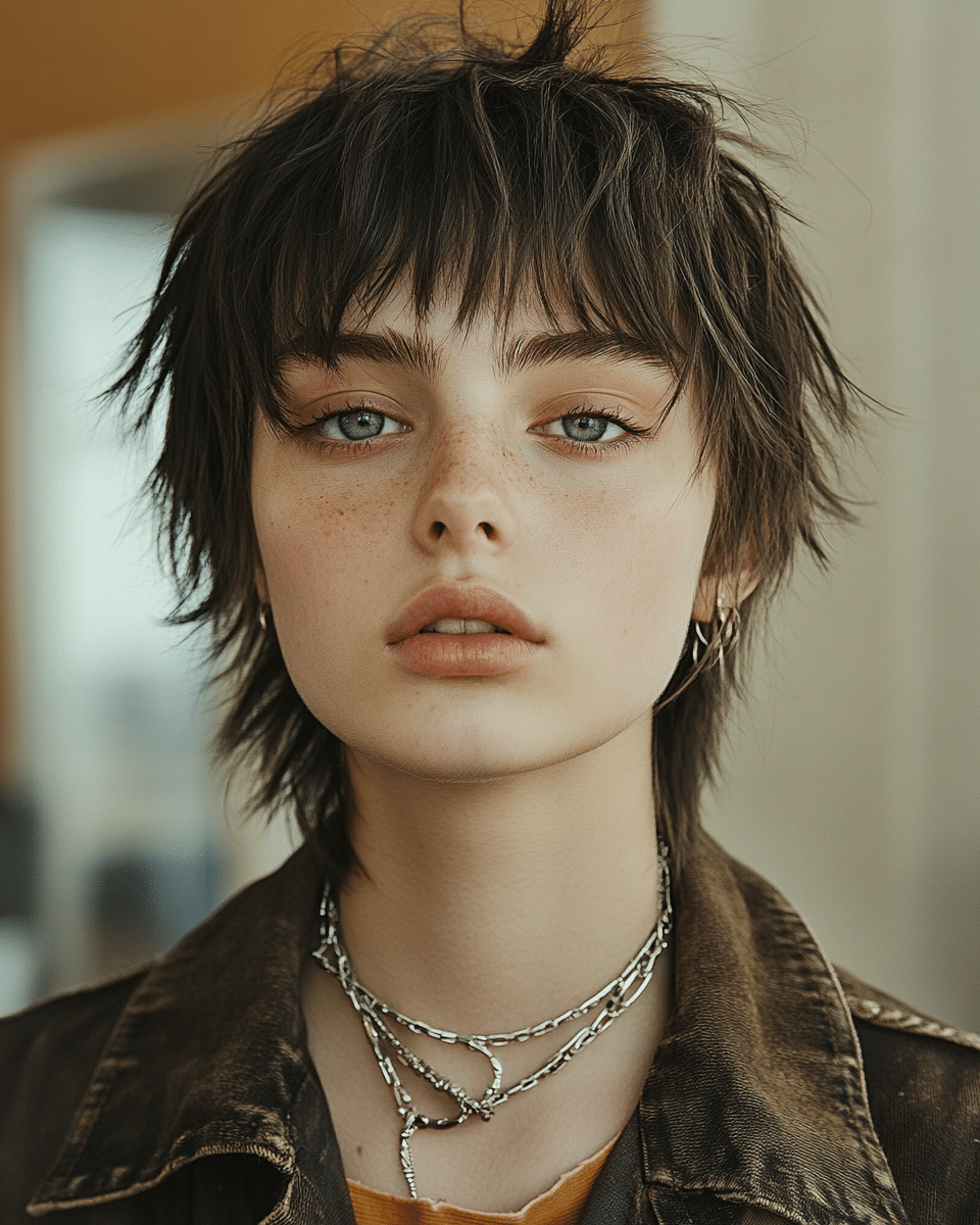 khaoula0921_A_STILL_OF_A_YOUNG_FEMALE_WOMAN_WITH_Short_Wolf_H_8503dcf4-d60b-4f7e-a858-ae85e17ccce4_0 17 Top Short Haircuts for Thick Hair Women in 2025