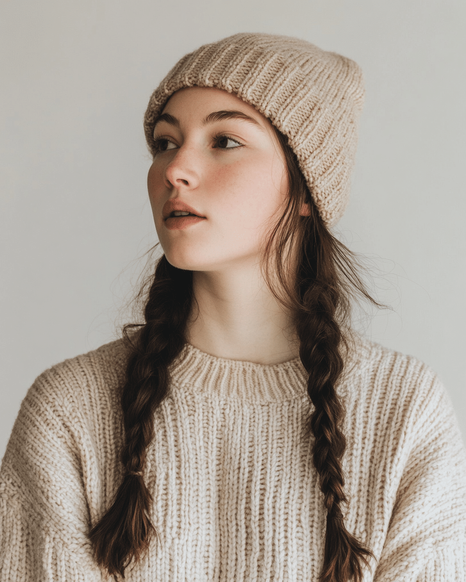 khaoula0921_A_STILL_OF_A_YOUNG_FEMALE_WOMAN_WITH_Side_Braid_w_a53c07b2-f96b-47da-9a8b-16baa8a1f497_3 Mastering Beanie Hairstyles: 15 Simple and Stylish Ideas for Effortless Hair Days