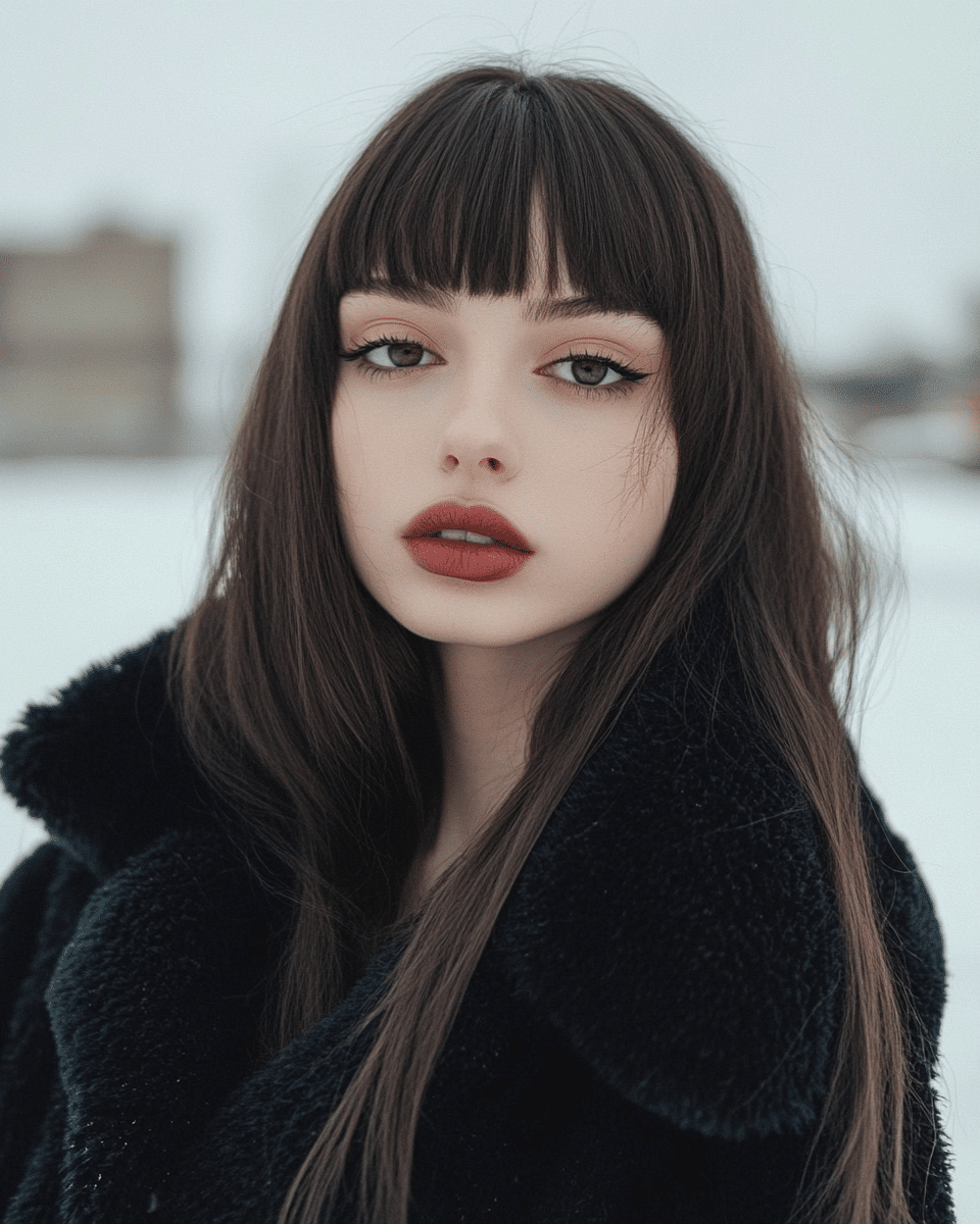 khaoula0921_A_STILL_OF_A_YOUNG_FEMALE_WOMAN_WITH_Straight_Blu_9d98bae8-29b5-4a13-93dd-9a67c952626e_2 24 Stunning Winter Hairstyles with Bangs for 2025