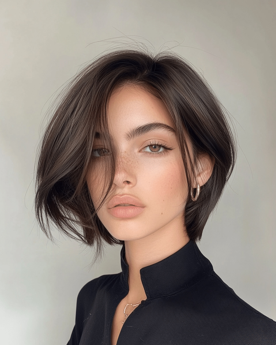 khaoula0921_A_STILL_OF_A_YOUNG_FEMALE_WOMAN_WITH_Super_Sleek__6d82db00-6a11-4e6a-9916-a569c2840dba_3 20 . 90s Layered Haircut Brunette Face Framing Bangs
